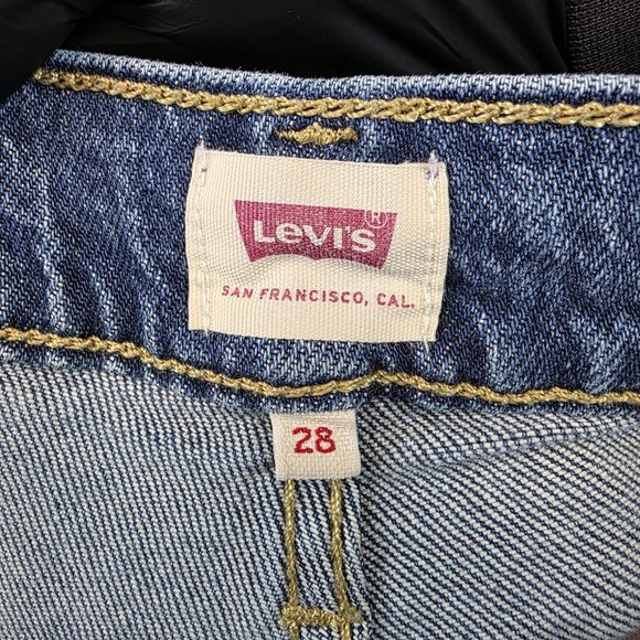 Levi's Jeans Womens 28 Blue Denim Cropped Straight Raw Hem Frayed Stretch Y6867 - Picture 9 of 11